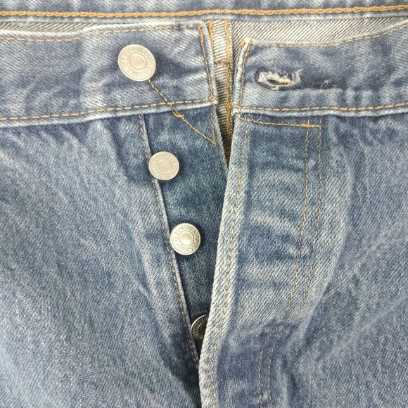Levis 501 Jeans Mens Size 38x29 Blue Denim Button Fly Medium Wash Straight Leg - Picture 8 of 15